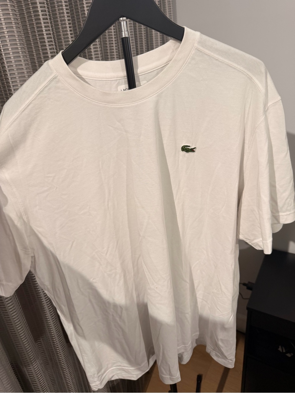 Lacoste White Short Sleeve Crew Neck Tee with Green Crocodile Logo